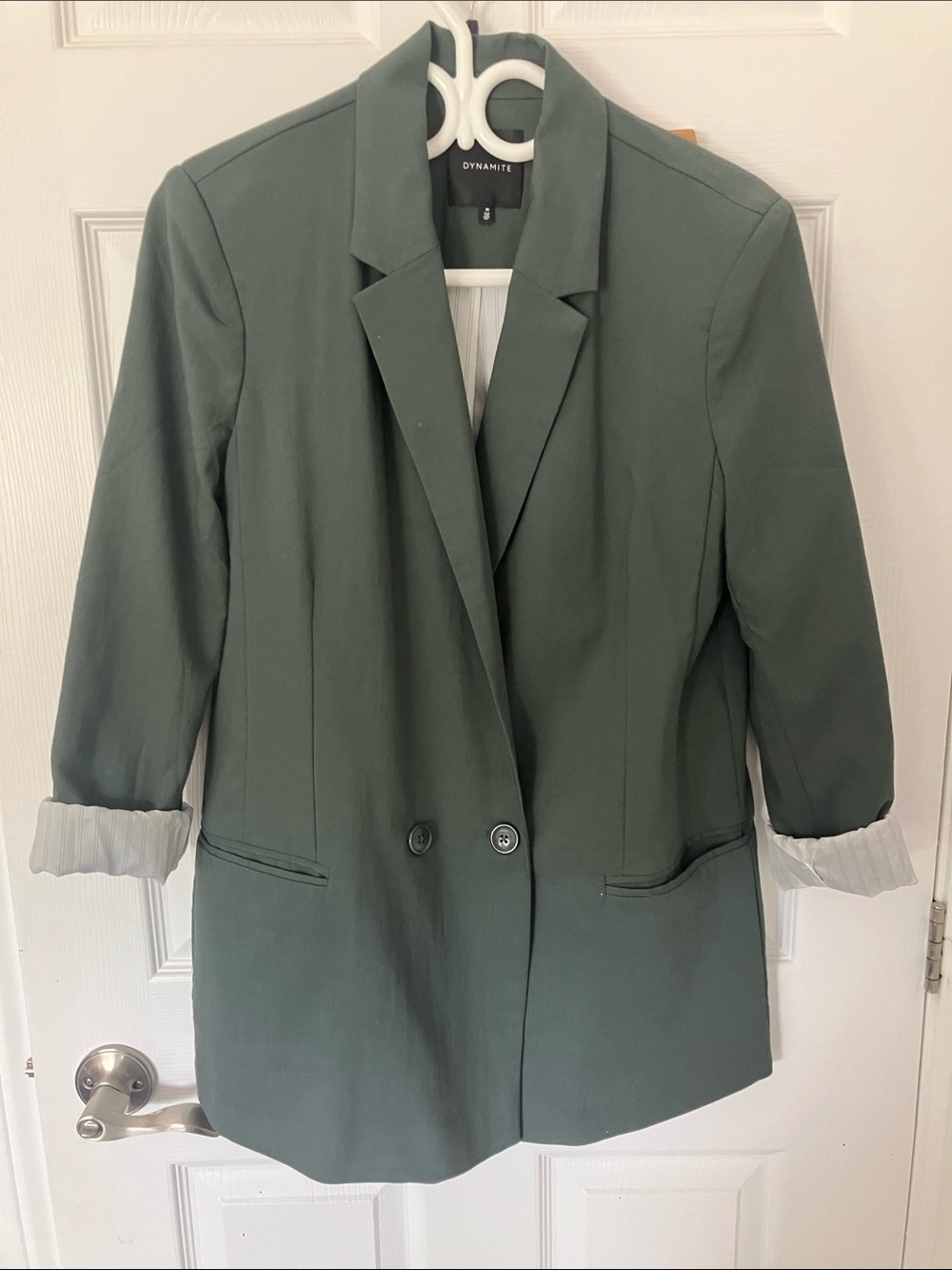 Dynamite Olive Green Double-Breasted Blazer